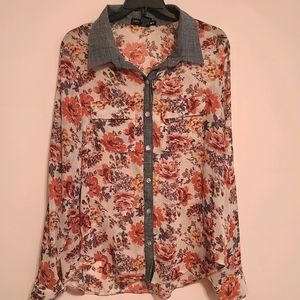 Womens Long Sleeve Button Up Shirt